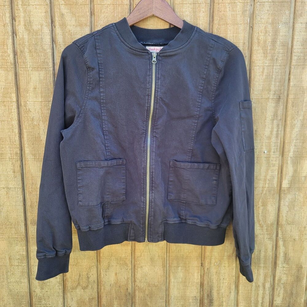Fresh Produce Black Priya Bomber Full Zip Jacket Womens Size S